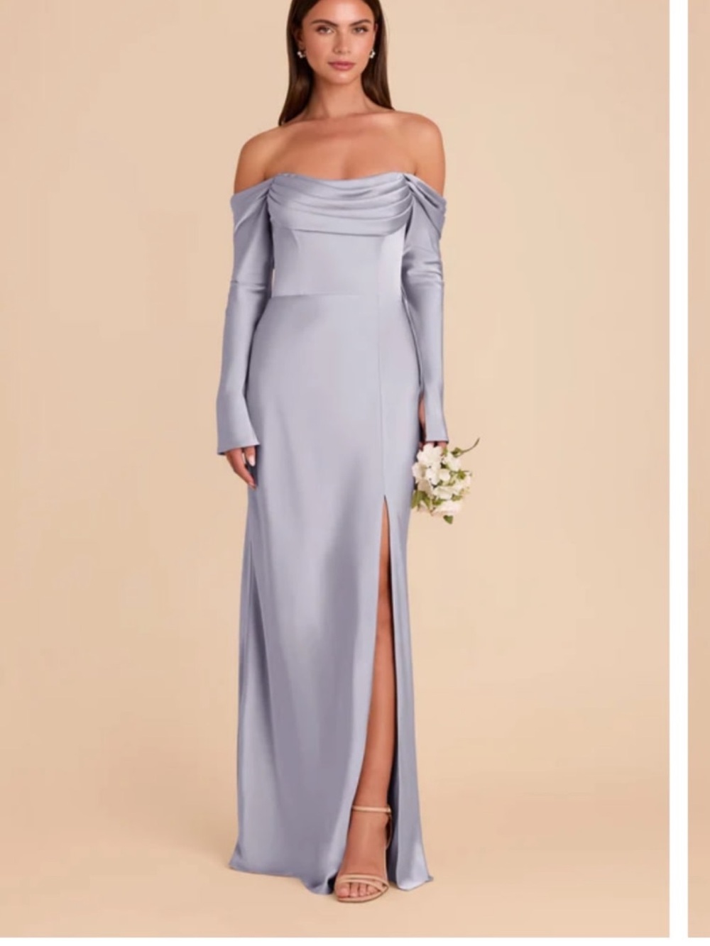 Birdy Grey Off-the-Shoulder Maxi Gown in Light Lavender